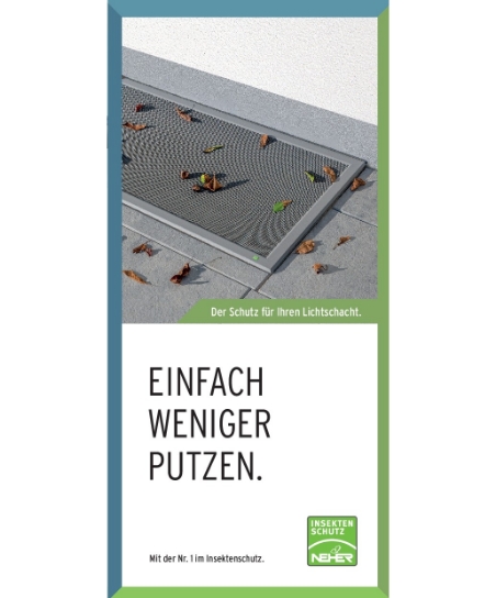 Neher Insektenschutz Flyer über Schutz für Lichtschächte.