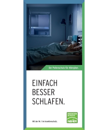 Neher Insektenschutz Flyer über Einfach besser schlafen mit Polltec Insektenschutzgewebe.